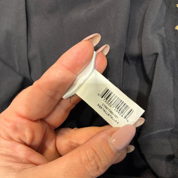 NWT BCBGMAXAZRIA Black Gold Metallic Tiered One Shoulder Mini Dress Sz 6 - Picture 8 of 12